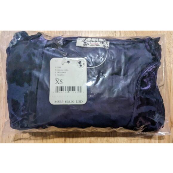 Free People Magic Hour Bodysuit Womens XS Velvet Long Sleeve Deep Sea Purple - Picture 7 of 7